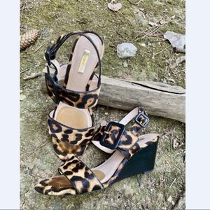 Louise et Cie Leopard Print Wedge Sandals
